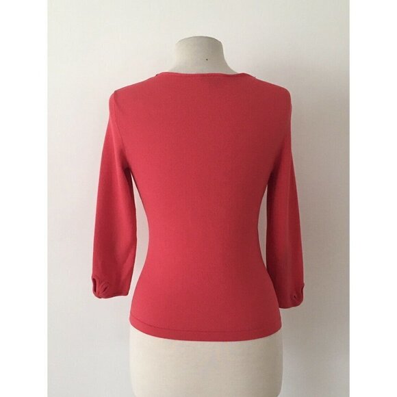 Ann Taylor Petites Salmon Button Up Blouse Sweater Size XSP - Picture 3 of 6